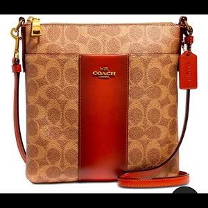 NWT Coach Gorgeous Kitt Signature canvas/color-block leather and Exterior pocket